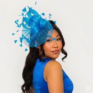 Beloved Millinery Gorgeous Vibrant Turquoise 3pc Clip & Headband Fascinator Hat